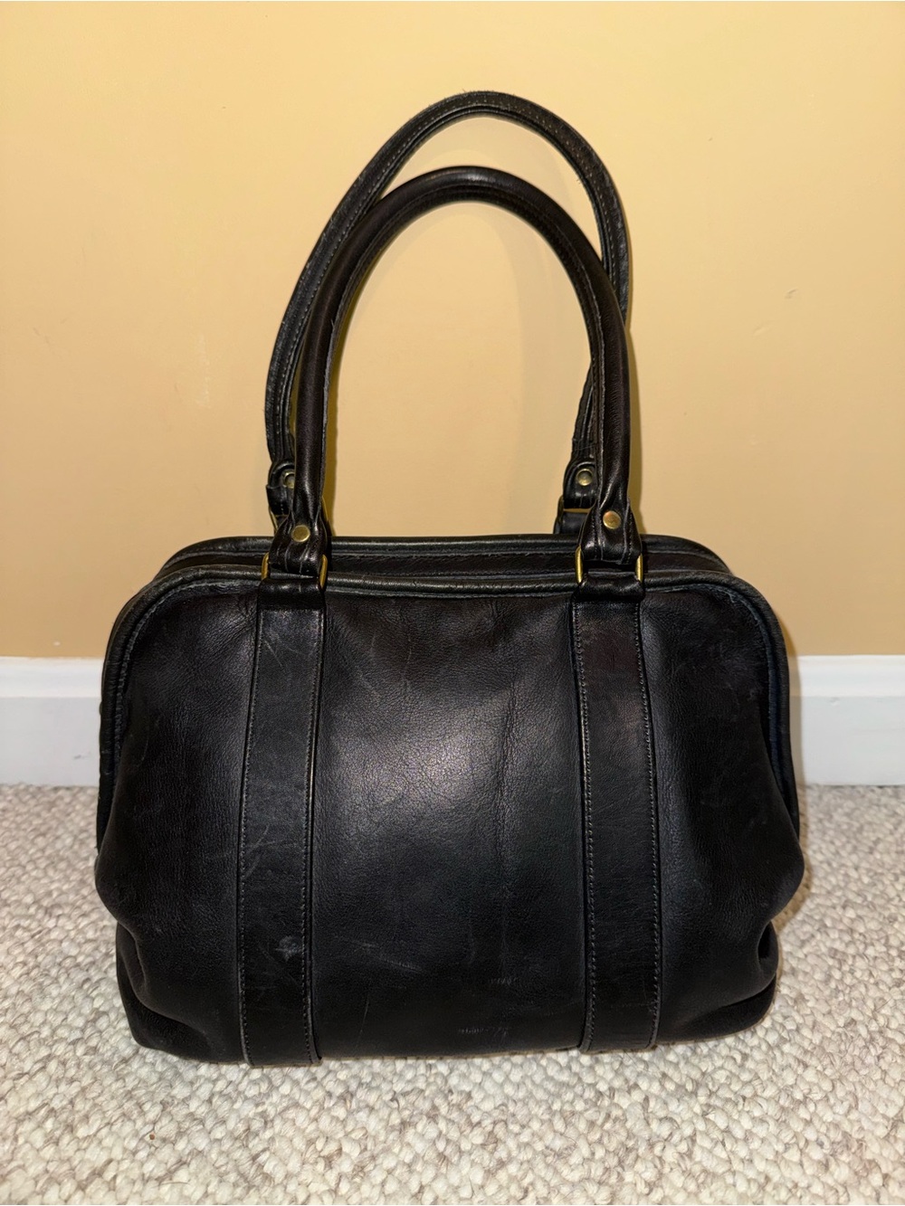 Coach vintage Black soft Leather Double-Handle Satchel